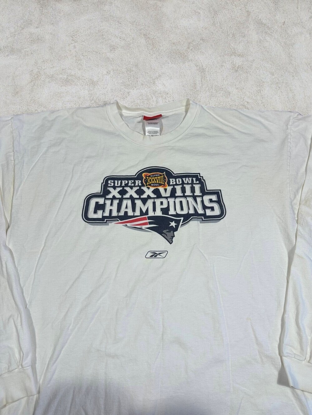 Vintage Patriots Super Bowl Long Sleeve Shirt Reebok Sz XXL
